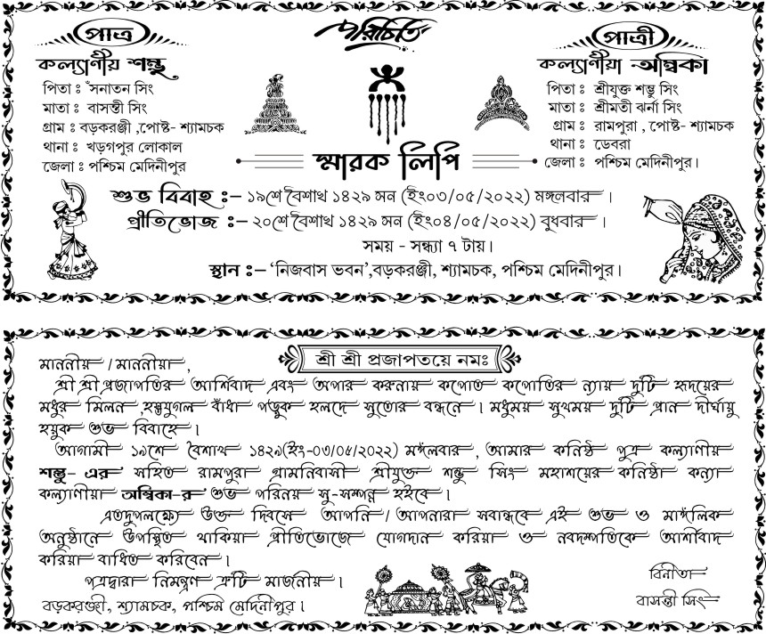 Bengali Wedding Card Cdr Matter Cdrelements