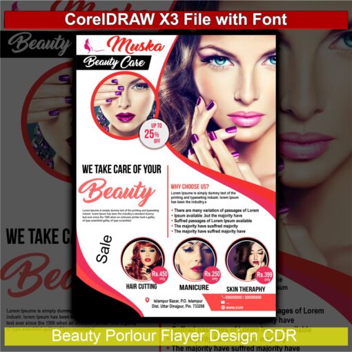 Beauty Parlour Flyer Design CDR File
