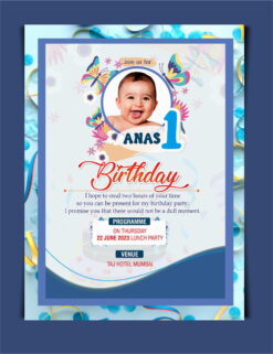 Birthday Card CDR File I First Birthday Invitation Card Design