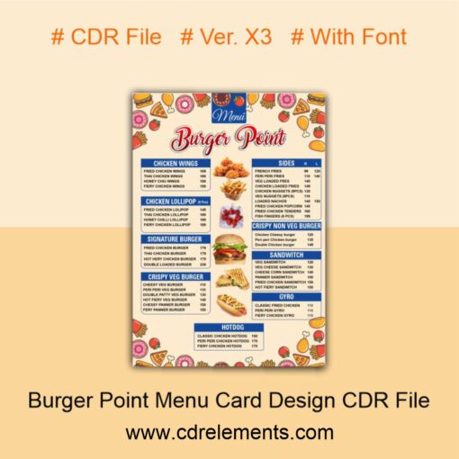 Burger Point Menu Card Design CDR File