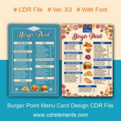 Burger Point Menu Card Design CDR File