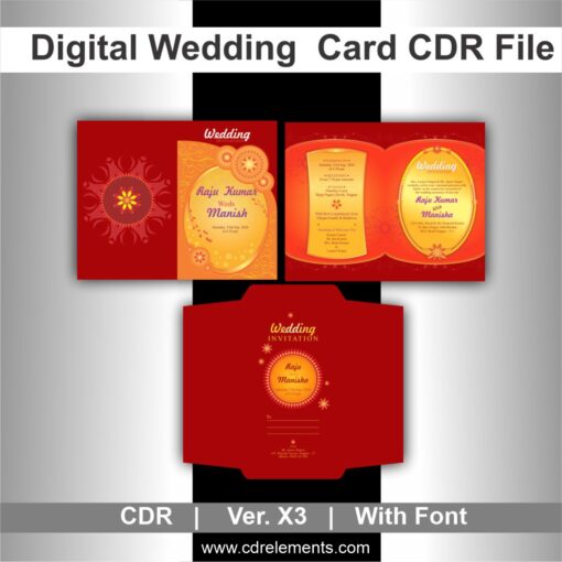 Digital Wedding Card CDR File