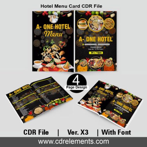 Hotel Menu Card CDR