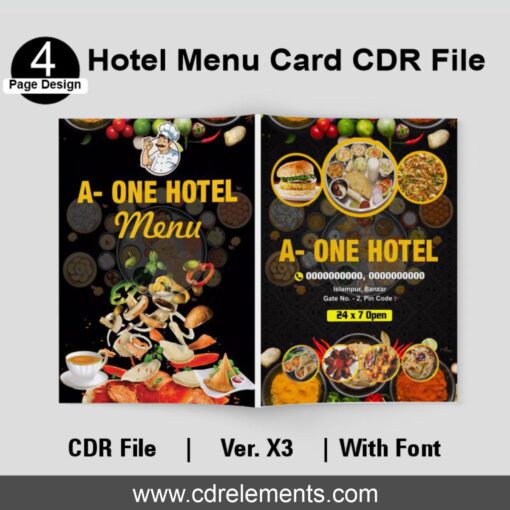 Hotel Menu Card CDR