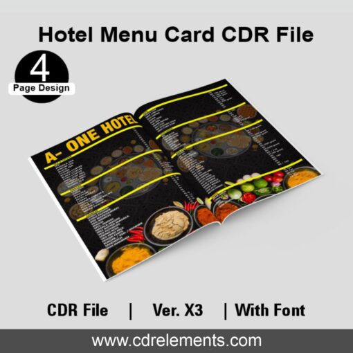 Hotel Menu Card CDR