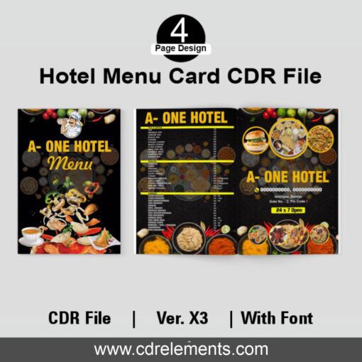 Hotel Menu Card CDR